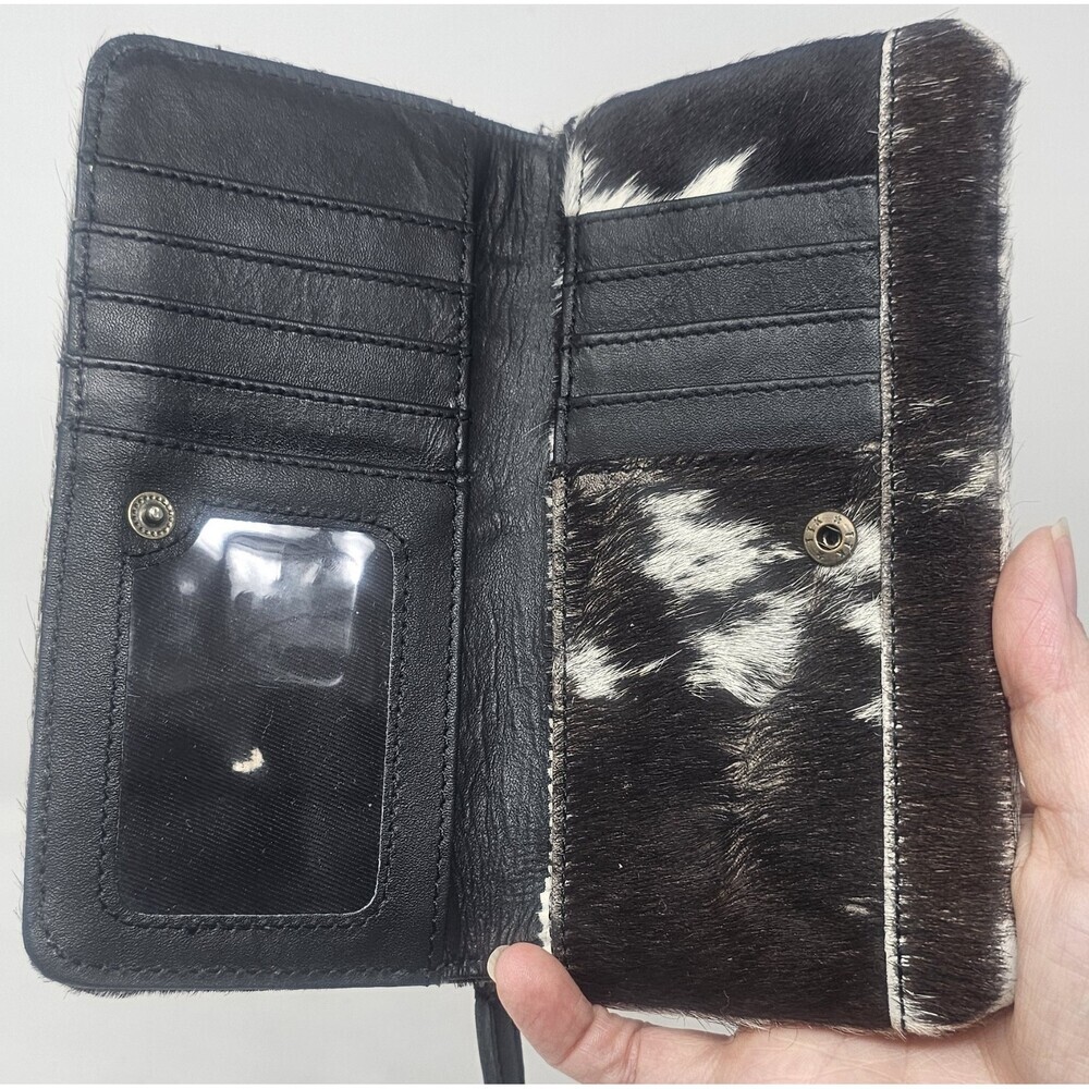 Myra Bag Cookie Crunch Leather And Hair On Bifold Wallet - Picture 6 of 14